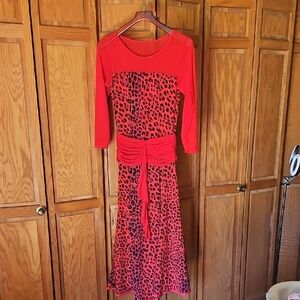 Red Leopard Print Ballroom Dress